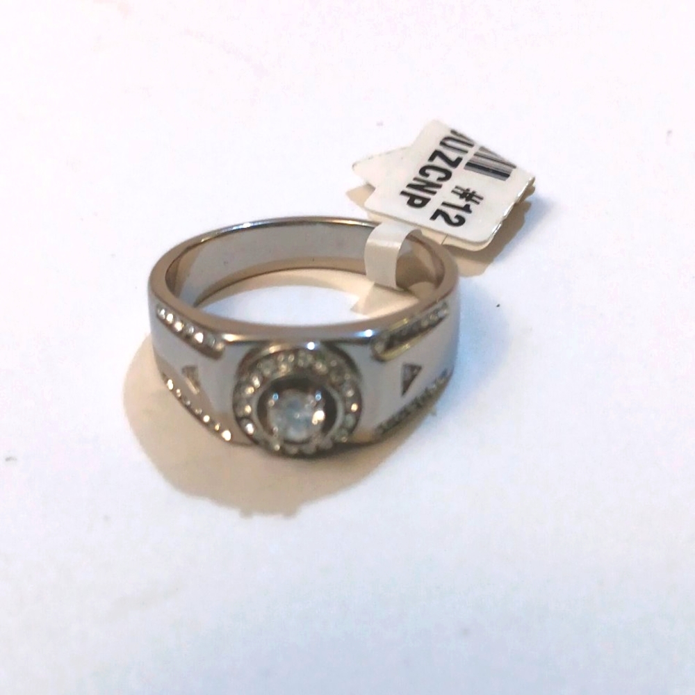RING STAINLESS STEEL  ZIRCONIA ROUND SIZE 12